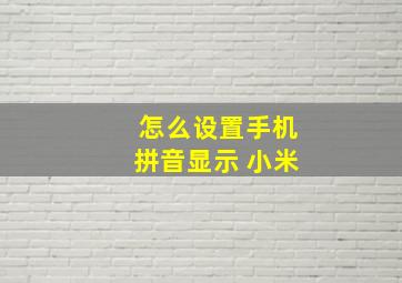 怎么设置手机拼音显示 小米